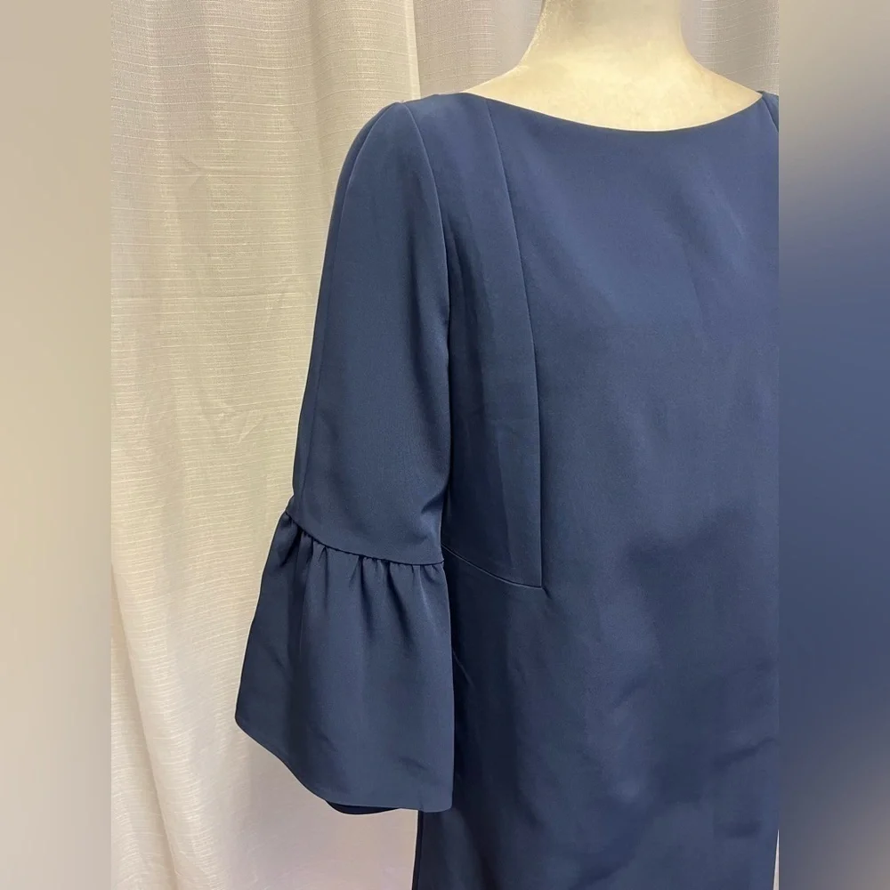 Lafayette 148 Marisa Bell Sleeve Dress Navy | size 8 - Picture 4 of 7